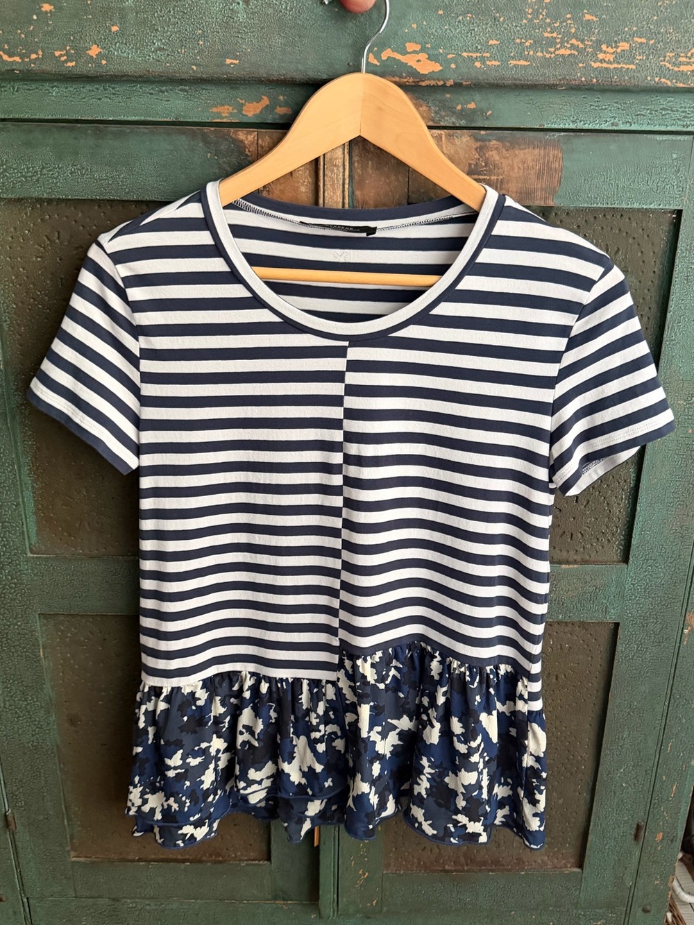 MaxMara Weekend Stripe Floral Ruffle Top
